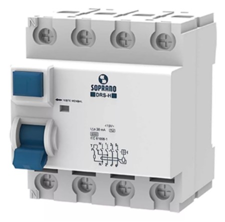 DRS-H INTERRUPTOR DR FUGA RESIDUAL TERRA 4P 80A - SOPRANO